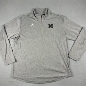 Jordan‎ Pullover Mens XL Gray 1/4 Zip Mock Neck Jumpman M Logo Training Athletic